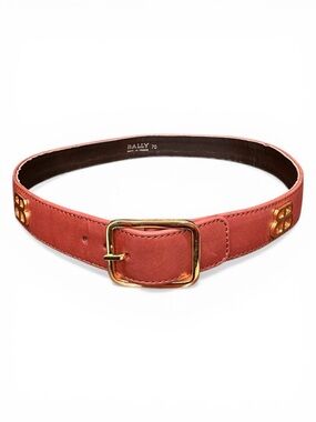 Vintage Bally BB Logo brown Leather Belt Size 70 XS Made in France
